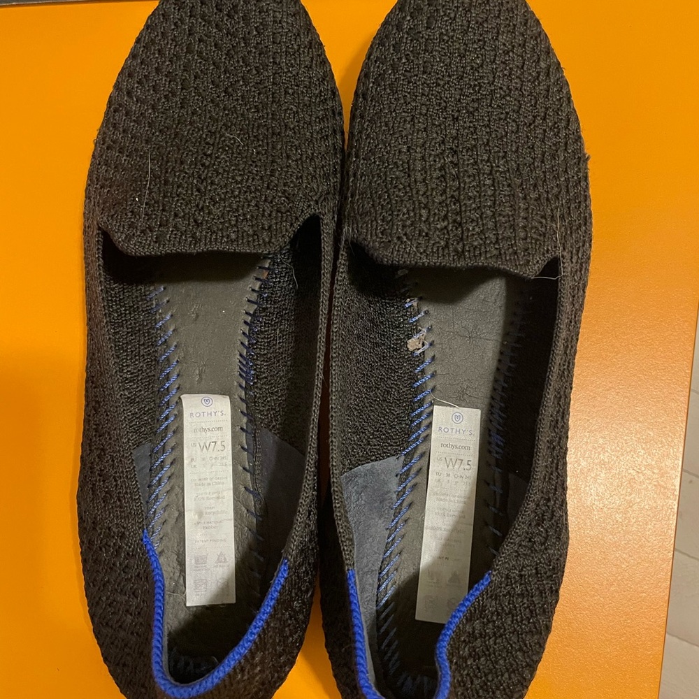 Rothy's Black and Blue Knit Loafers